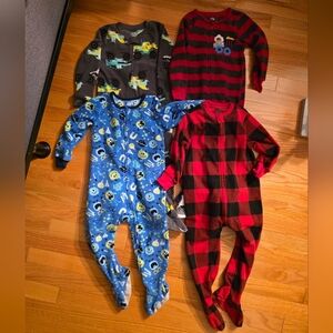Plaid and Dinosaur Kids Footie Pajamas Set